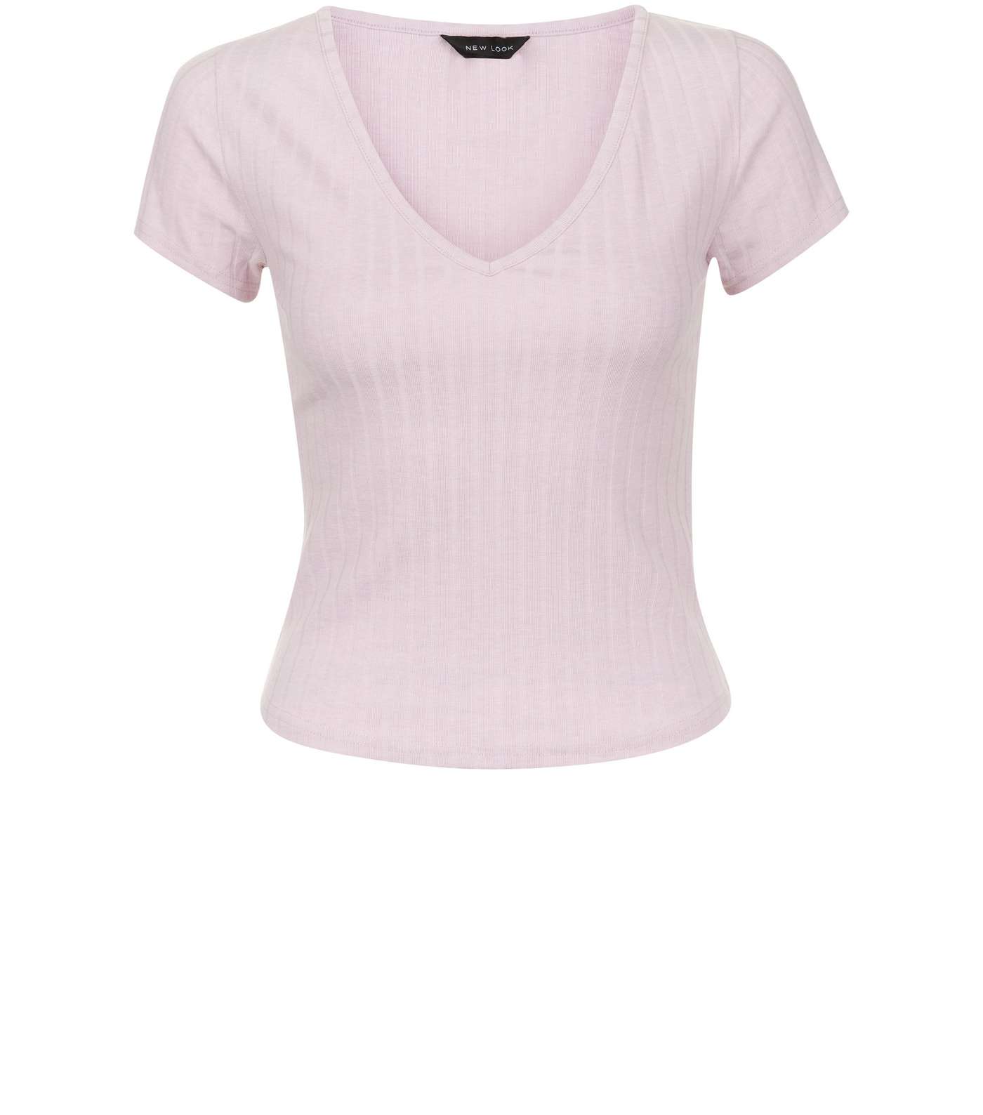 Pink V Neck Cap Sleeve T-Shirt Image 4