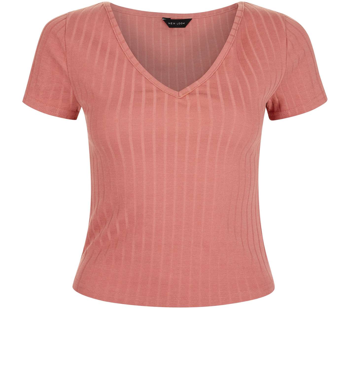 Deep Pink V Neck Cap Sleeve T-Shirt  Image 4