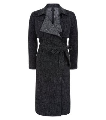 petite black duster coat