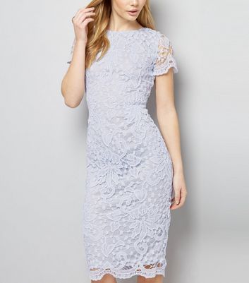 Image of AX Paris Pale Blue Crochet Lace Midi Dress New Look