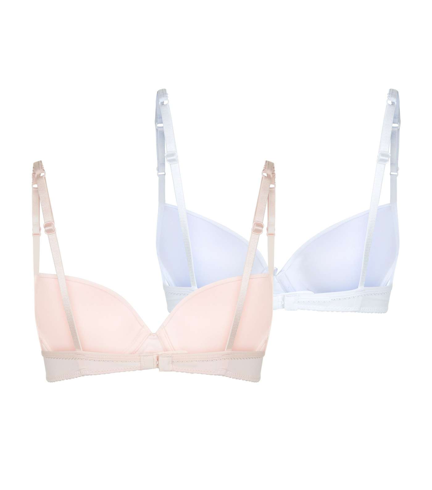 Girls 2 Pack Pale Pink and White Underwired Bras Image 2