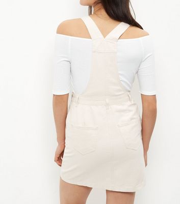 cream dungaree dress