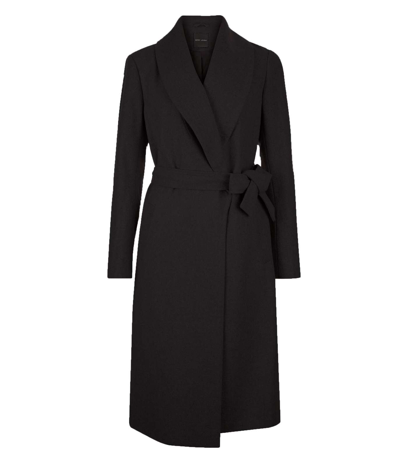 Black Belted Longline Coat Image 4