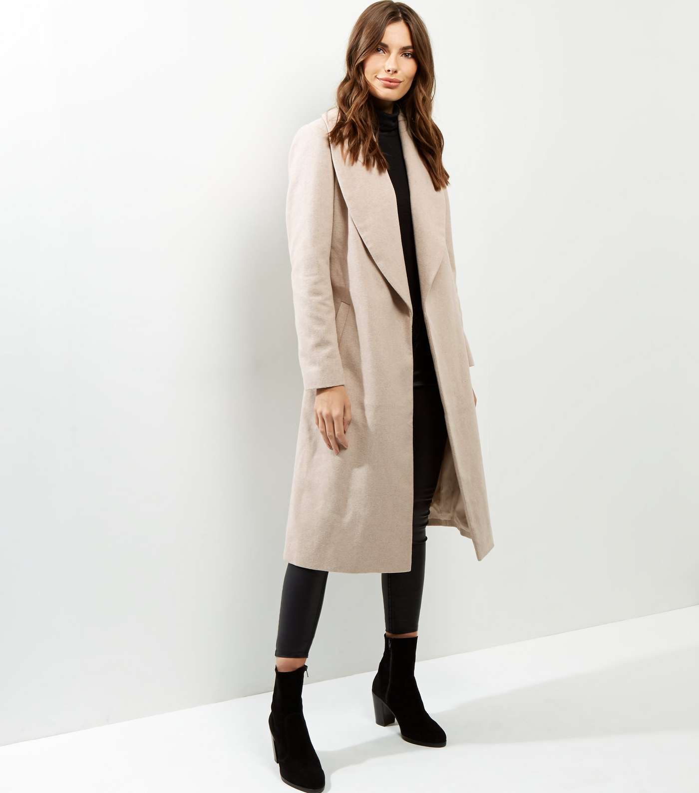Camel Wrap Front Belted Maxi Coat