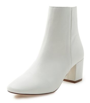white ankle boots block heel