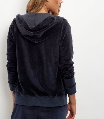 navy velvet hoodie