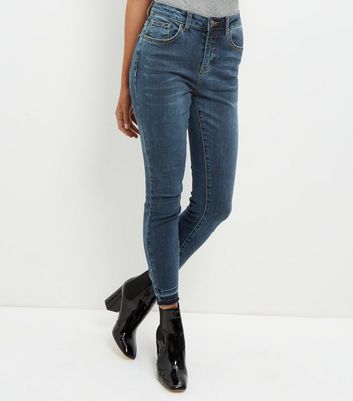 Blue Drop Hem Ankle Grazer Skinny Jeans 