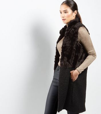 black fur gilet longline