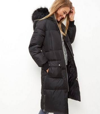 Longline Coat With Fur Hood 53, Womens Longline Coat