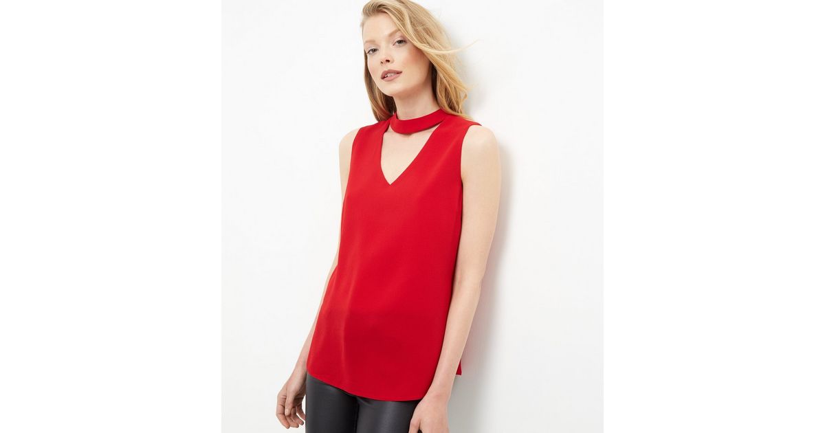Red Cut Out Shell Top New Look