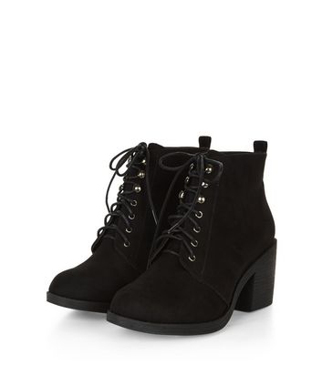 new look wide fit lace up flat ankle boot