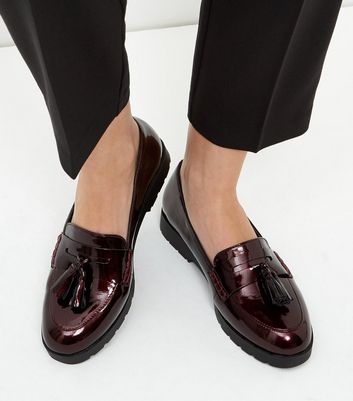 Red patent sales loafers womens