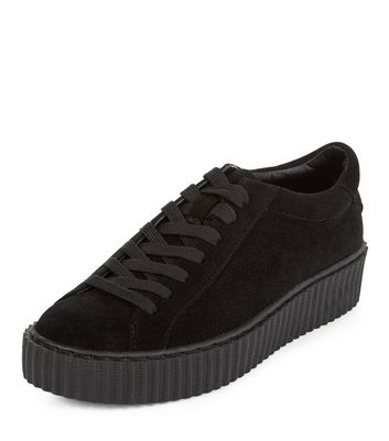 Teens Black Suede Lace Up Creepers 