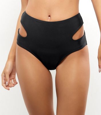 black cut out bikini bottoms