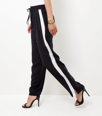 side stripe wide leg pants