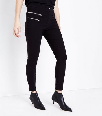 new look black slim leg trousers