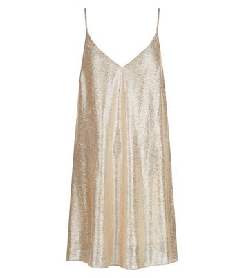 new look gold pleated dress