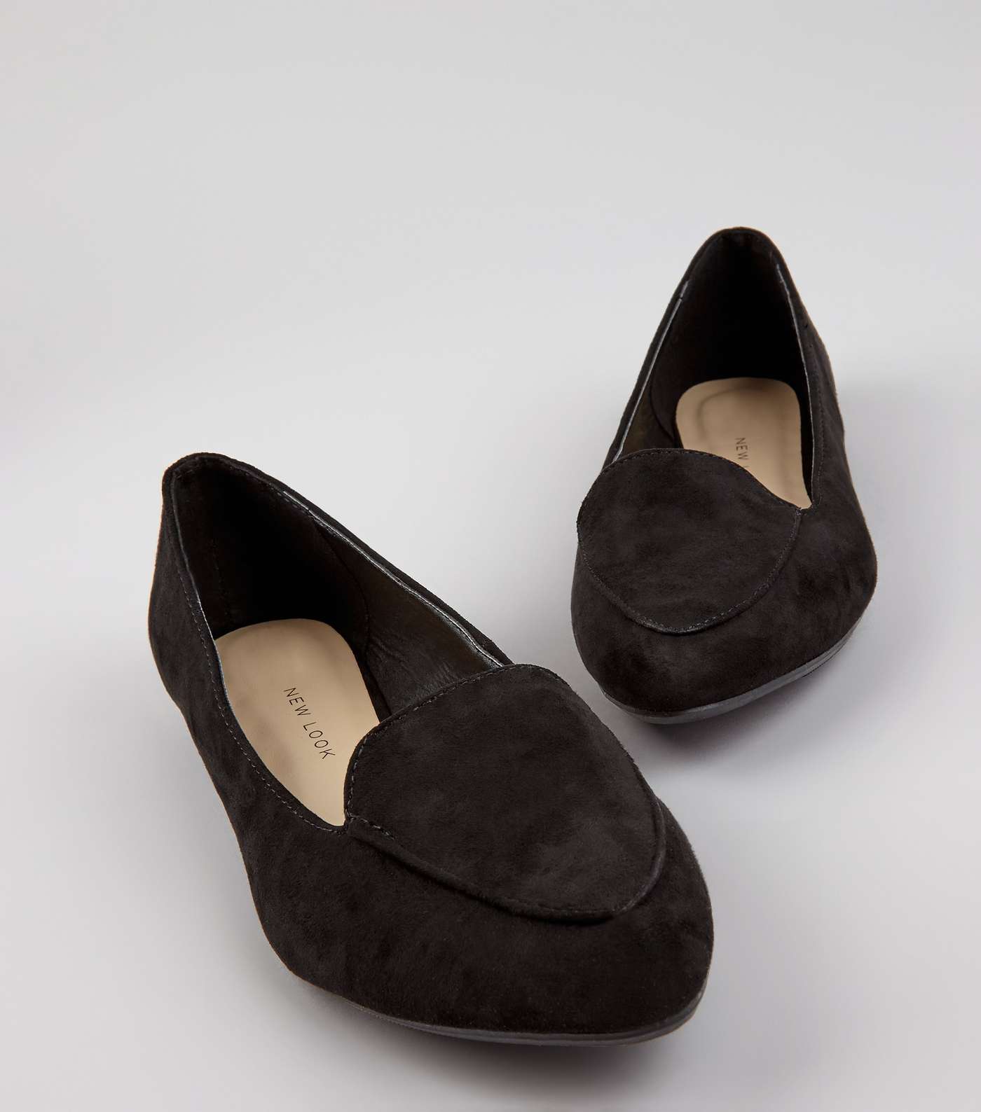 Girls Black Suedette Pointed School Loafers Image 5