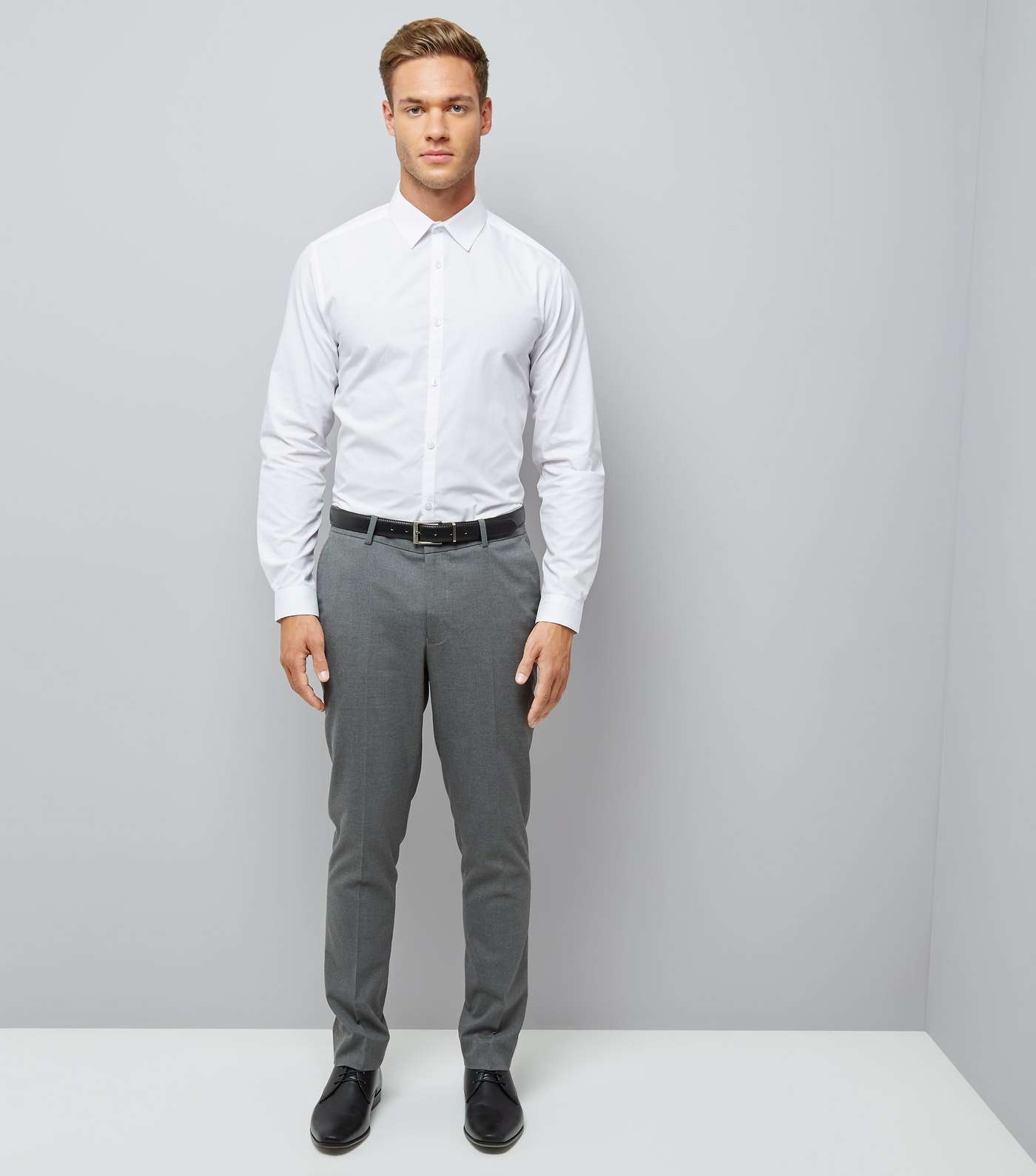Grey Skinny Suit Trousers Image 2
