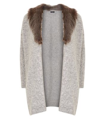 grey fur cardigan