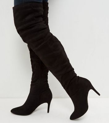 black over the knee boots new look