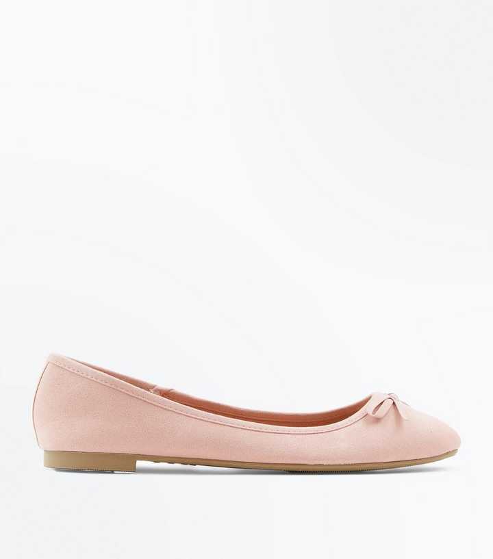 Wide Fit Pink Suedette Ballet Pumps