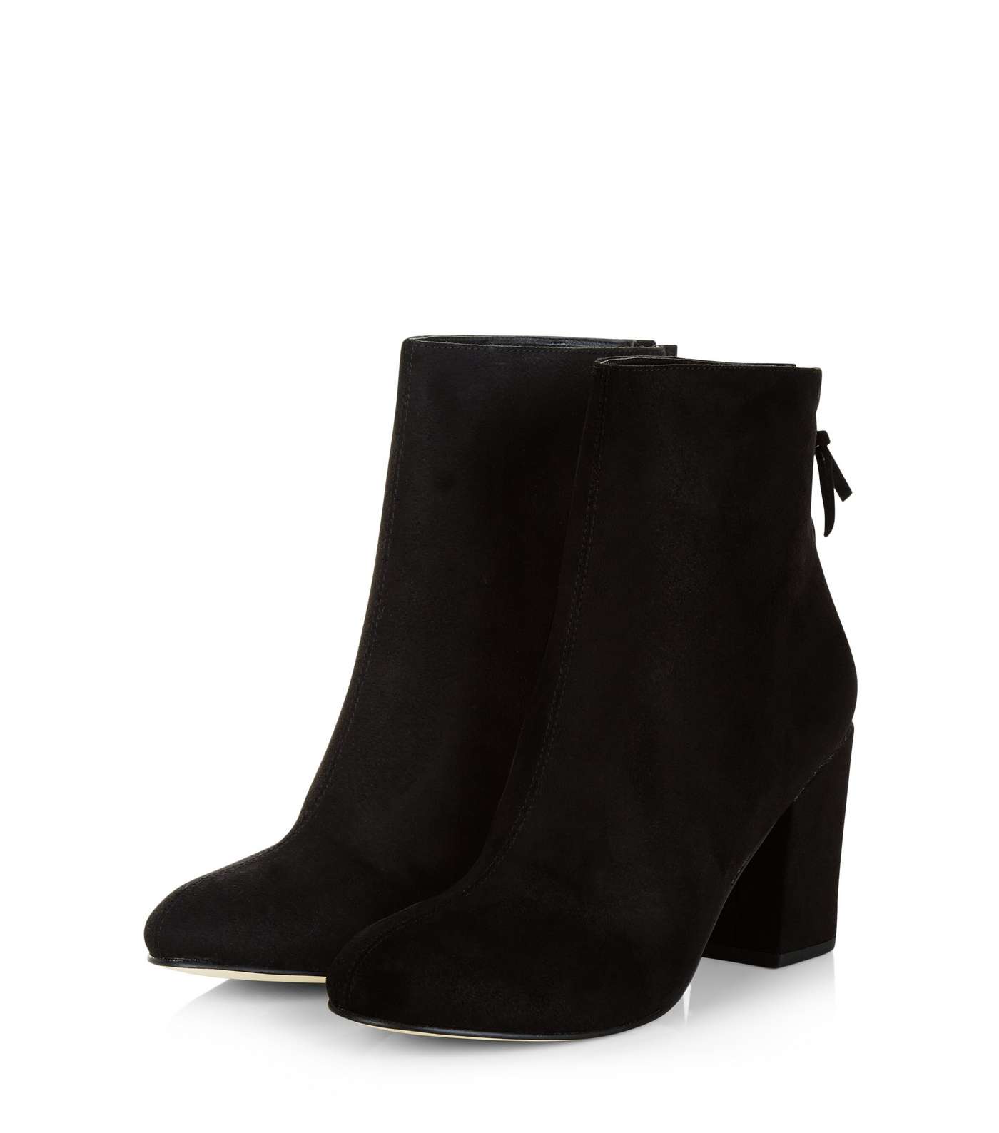 Black Suedette Pointed Block Heel Ankle Boots  Image 3