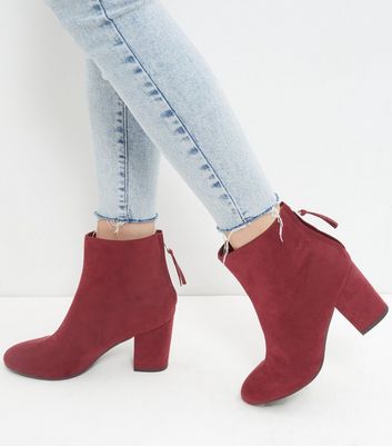 Dark red hot sale heeled boots