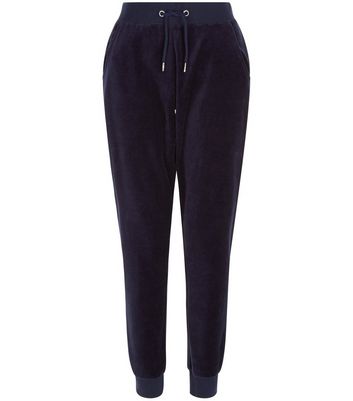 navy velvet joggers