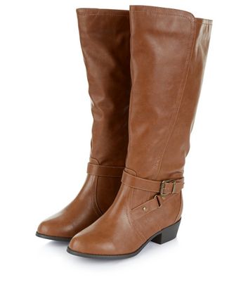 wide fit tan boots