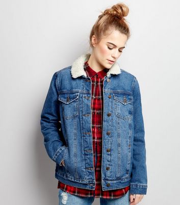 new look denim jacket with fur