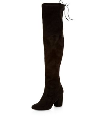 Tie back over the knee best sale boots black