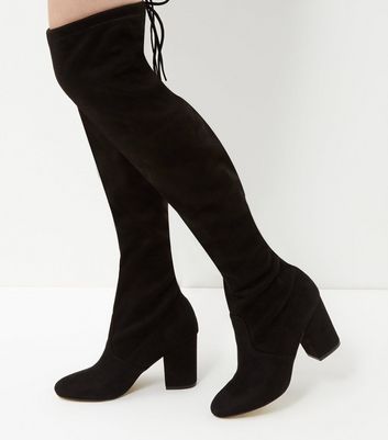 Tie back over knee block best sale heeled boots