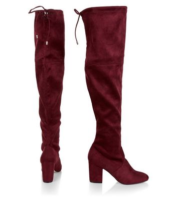 Dark red over the clearance knee boots