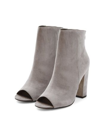 peep toe grey booties