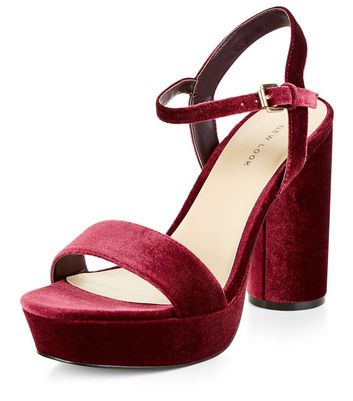 dark red velvet heels