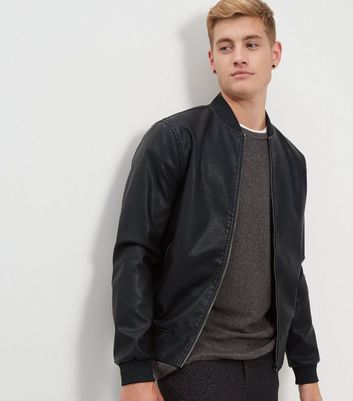 new look mens black bomber jacket