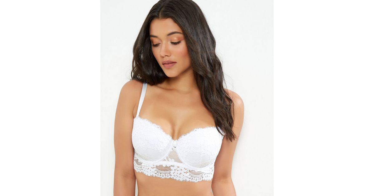 Soutien Gorge Bustier Blanc En Dentelle New Look