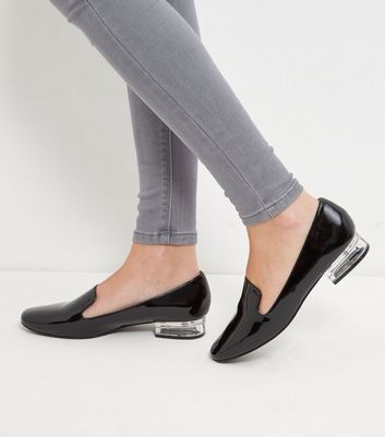 Black Clear Plastic Heel Loafers | New Look