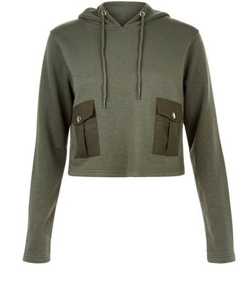 khaki crop hoodie