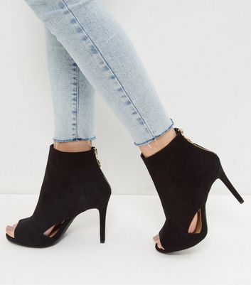 black open toe heels wide