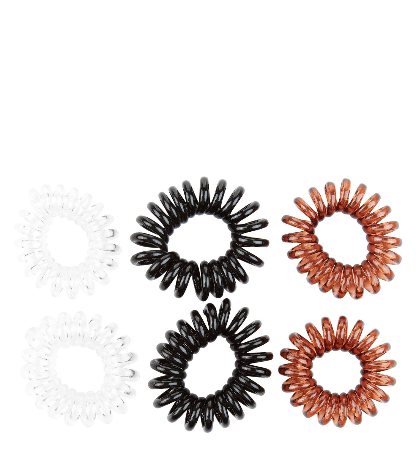 6 Pack White Black and Brown Spiral Hairbands