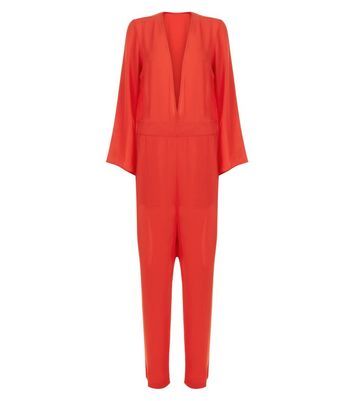 plunge long sleeve jumpsuit