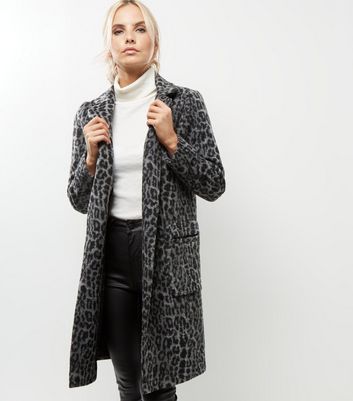 grey leopard print coat