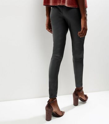 Tall Black High Waisted Leather-Look 