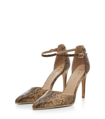 Wide Fit Brown Snakeskin Pointed Ankle 