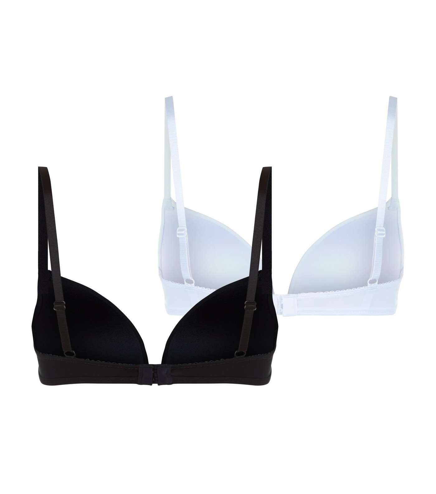 Girls 2 Pack Black and White Non Wired Bras Image 2