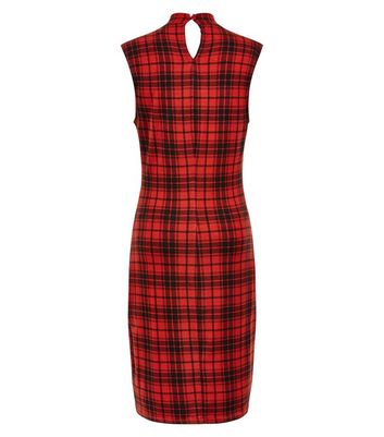 red tartan bodycon dress