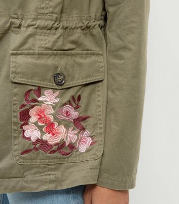 khaki floral jacket