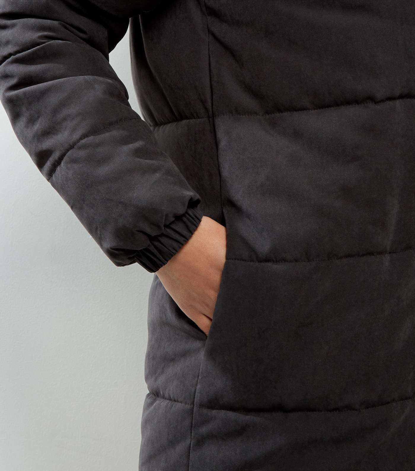Black Padded Hooded Puffer Jacket  Image 5